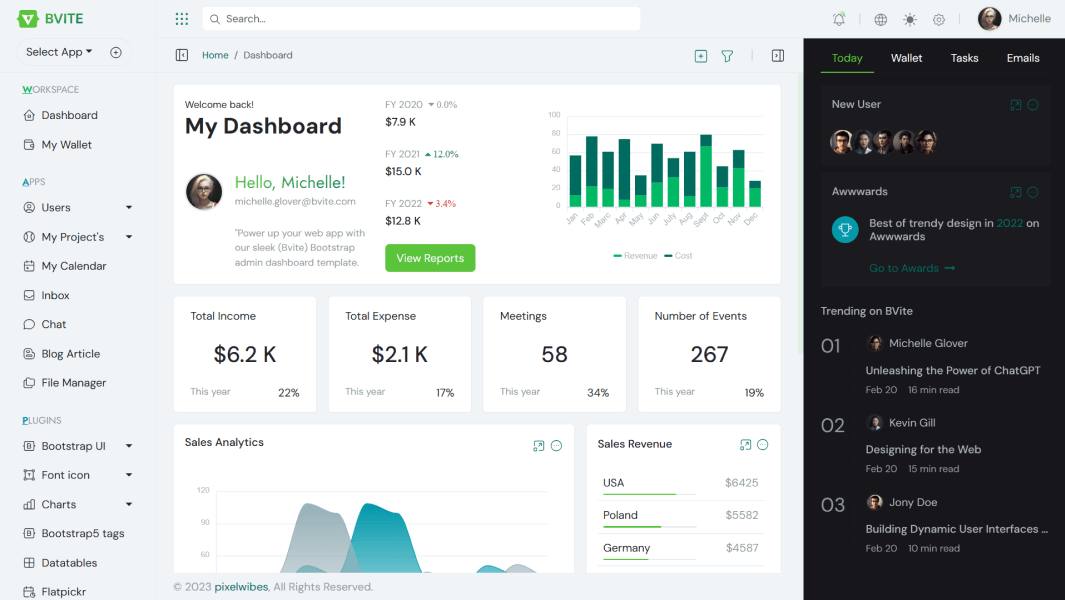 vite js admin template